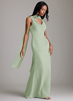 Azazie Linelle Bridesmaid Dresses Dusty Sage Mermaid Pleated Chiffon Dress image8