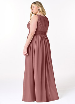 Azazie Harper Brautjungfernkleider A-Linie Plissee Chiffon Kleid Wüstenrose image7