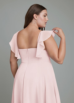 Azazie Leilani Bridesmaid Dresses Blushing Pink A-Line Pleated Chiffon Dress image12