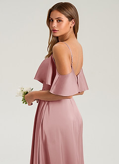 Azazie Jean Bridesmaid Dresses Dusty Rose A-Line Off the Shoulder Stretch Satin Dress image7