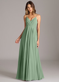 Azazie Amani Bridesmaid Dresses Matcha A-Line Pleated Chiffon Dress image4