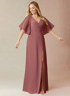 Azazie Cierra Bridesmaid Dresses Amethyst A-Line V-Neck Chiffon Dress image1
