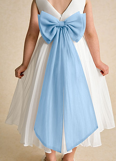 Azazie Margot Flower Girl Dresses Ivory Powder Blue A-Line Pleated Chiffon Dress image8