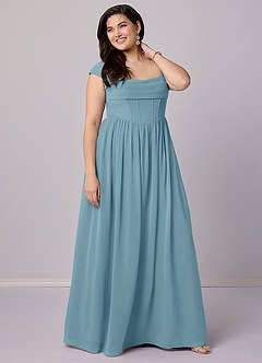 Barbie ♥ Azazie Bridesmaid Dresses Moody Blue A-Line Corset Chiffon Dress image11