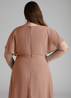 Azazie Aaliyah Modest Bridesmaid Dresses A-Line Scoop Pleated Chiffon Floor-Length Dress image10