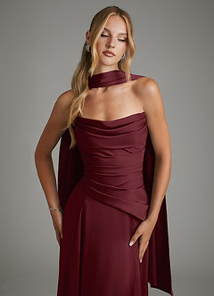 Azazie Gabriela Brautjungfernkleider A-Linie Korsett Stretch-Satin Kleid Cabernetrot image5