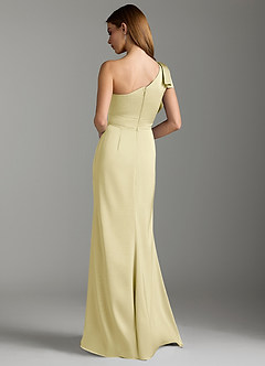 Azazie Rinna Bridesmaid Dresses Lemon Sorbet Mermaid Ruched Stretch Satin Dress image8