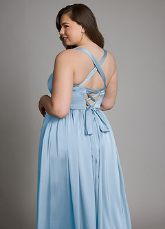 Azazie Francis At-home Try On Dresses Agave A-Line Corset Stretch Satin Dress image15