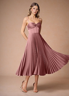 Léna Light Pink Pleated Midi Dress image4