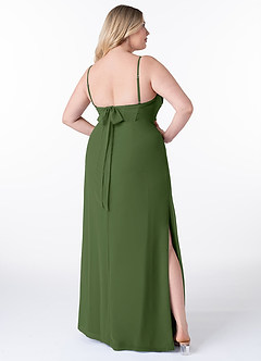 Azazie Mai Bridesmaid Dresses Olive Sheath Pleated Chiffon Dress image9