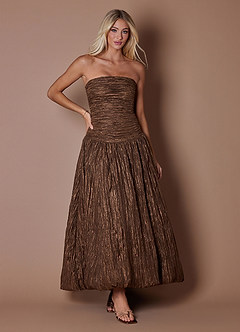 Maxi jurk Mel Metaalbruin image6