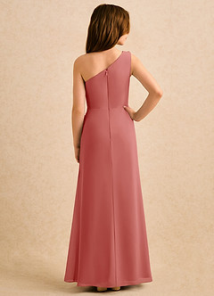 Azazie Sophie Girls Formal Robe Demoiselle D'honneur Fillette Robe Fourreau en Mousseline de soie Une épaule Antique Rose image3