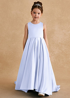 Azazie Sammy Flower Girl Dresses Lavender A-Line Lace Matte Satin Dress image2