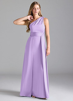 Azazie Dallas Bridesmaid Dresses Lilac A-Line One Shoulder Stretch Satin Dress image1