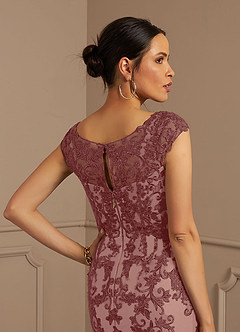 Azazie Melena Mother of the Bride Dresses Desert Rose Champagne Mermaid Lace Tulle Dress image6