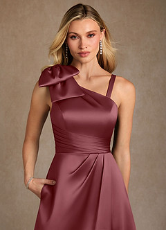 Azazie Easton Kleider für die Brautmutter A-Linie One-Shoulder Stretch-Satin Kleid Wüstenrose image5