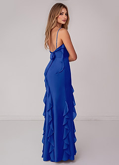 Azazie Malia Bridesmaid Dresses Royal Blue Sheath Ruched Chiffon Dress image5