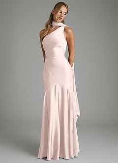Azazie Amara Brudtärnklänningar Klänning av Sjöjungfru i Stretch Satin One-shoulder Rodnande Rosa image4