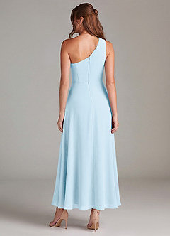 Azazie Brooke Robes de demoiselle d'honneur Robe Trapèze en Mousseline de soie Une épaule Bleu Ciel image5