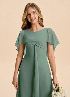 Azazie Selena Junior Eucalyptus A-Line Ruched Chiffon Dress image7