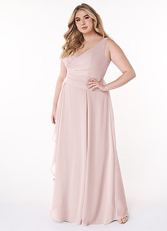 Azazie Kori Bridesmaid Dresses Blushing Pink A-Line Pleated Chiffon Dress image8