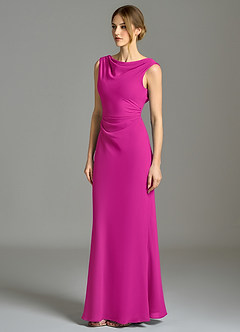 Azazie Kieryn Bridesmaid Dresses Fuchsia Mermaid Pleated Chiffon Dress image3