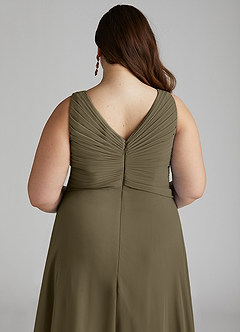 Azazie Flora Brautjungfernkleider A-Linie Plissee Chiffon Kleid Weidengrün image14