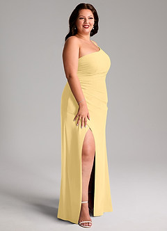 Azazie Eren Bridesmaid Dresses Butter Sheath One Shoulder Chiffon Dress image12