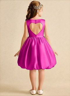 Azazie Nirvana Abiti da Ragazza di Fiori Abito Principessa in Raso Opaco Increspato Fucsia image1