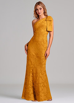 Azazie Yuanna Brudtärnklänningar Klä av Sjöjungfru i Blommig Utbrändhet Ena axeln Knäck image4