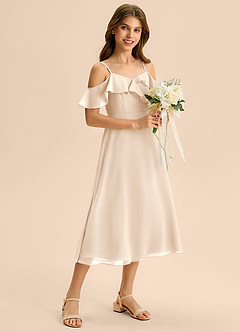 Azazie Kamilla Junior Klä av A-Line i Chiffong Av axeln image5