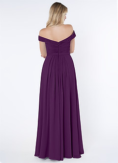 Azazie Audrianna Bridesmaid Dresses Grape A-Line Off-The-Shoulder Gathered Chiffon Convertible Dress image3