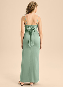 Azazie Mai Junior Agave A-Line Sweetheart Neckline Stretch Satin Dress image2