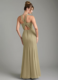 Azazie Rue Bridesmaid Dresses Moss Green A-Line Halter Chiffon Dress image2
