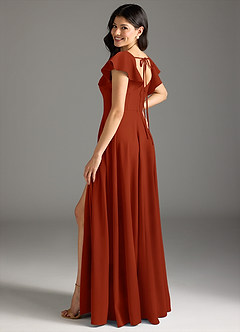 Azazie Bondi Bridesmaid Dresses Rust A-Line Ruched Stretch Crepe Dress image6
