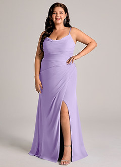 Azazie Deandra Brudtärnklänningar Klä av Sjöjungfru i Chiffong Plisserad Lila image9