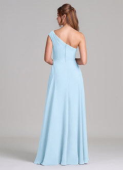 Azazie Melanie 신부 들러리 드레스 A라인 오프 더 숄더 쉬폰 바닥 길이 드레스 image6