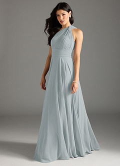 Azazie Charlize Bridesmaid Dresses Dolphin Grey A-Line One Shoulder Chiffon Dress image4