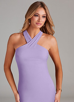 Azazie Doretta Bridesmaid Dresses Lilac Mermaid Pleated Chiffon Dress image5