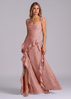 Azazie Sloane Abiti da Damigella Abito A-Line in Burnout Floreale Scollo a Cuore Rosetta image3