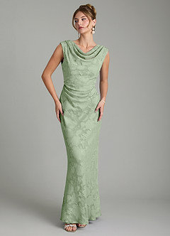 Azazie Kieryn Robes de demoiselle d'honneur Robe Sirène en Blumen-Burnout Plissée Vert Sauge image5