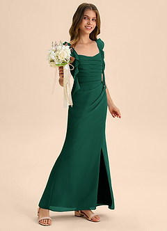 Azazie Jessamine Junior Vestido de Esmeralda de Gasa de Corte Sirena con Escote de Corazón image4