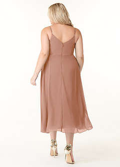 Azazie Clarissa Bridesmaid Dresses Champagne Rose A-Line V-Neck Chiffon Dress image8