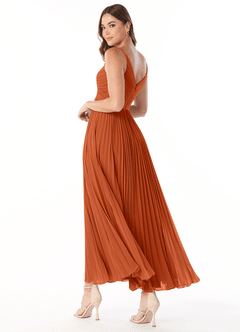 Azazie Raychelle Bridesmaid Dresses Burnt Orange A-Line V-Neck Chiffon Dress image4