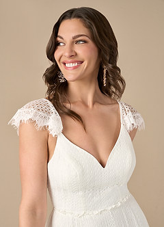 Azazie Bahamas Final Sale Diamond White A-Line Lace Dress image3