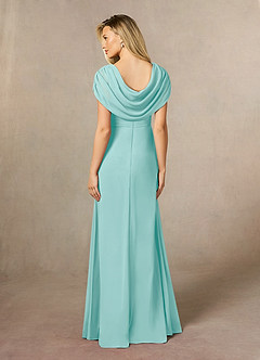 Azazie Mary Mother of the Bride Dresses Aqua A-Line Side Slit Chiffon Dress image3