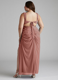 Azazie Jesaphine Bridesmaid Dresses Cedar Rose Sheath Ruched Mesh Dress image10