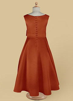 Azazie Lindy Flower Girl Dresses Paprika A-Line Pleated Matte Satin Dress image14