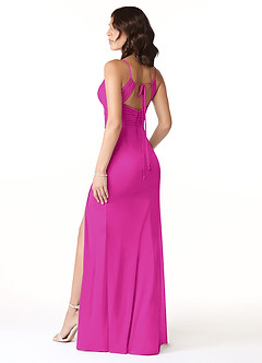 Azazie Reneya Bridesmaid Dresses Fuchsia Mermaid Bow Mesh Dress image4