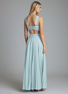 Azazie Hosanna Bridesmaid Dresses Sea Glass A-Line Pleated Chiffon Dress image3